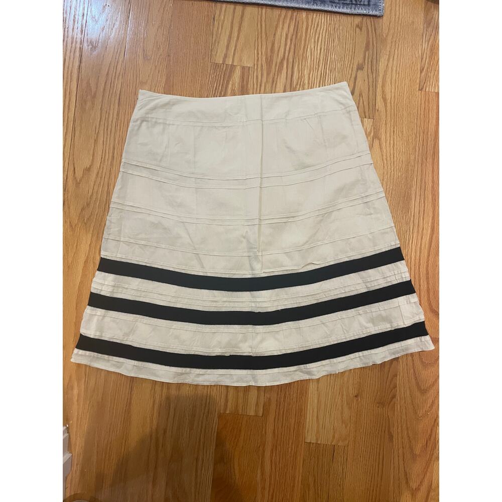 LOFT Ann Taylor Black White Stripe Midi Skirt Women Size 8 Minimalist, spring